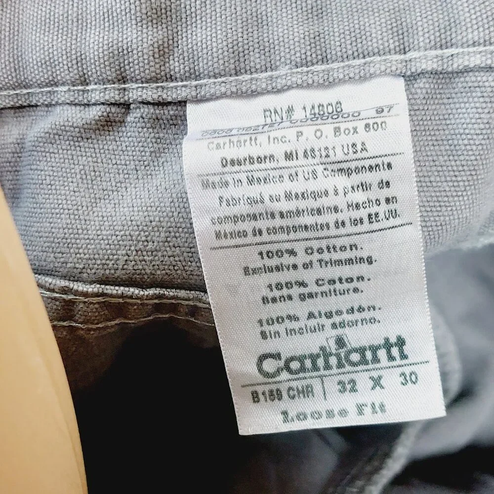 Carhartt Men's Charcoal Grey Loose Fit Canvas Carpenter Work Pants Size 32x30
